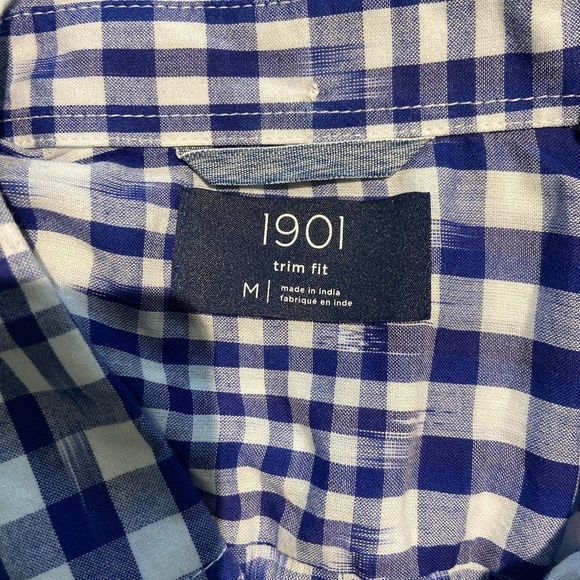 NWT 1901 Blue & White Slim Fit Check Short Sleeve - Picture 8 of 11
